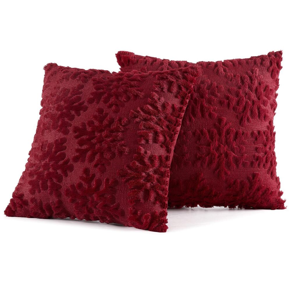 5769 Christmas Burgundy Red Throw Pillow Covers Snowflakes Decorative 16×16 - Picture 6 of 6